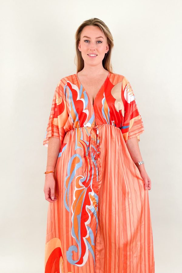 Maxi jurk met print oranje