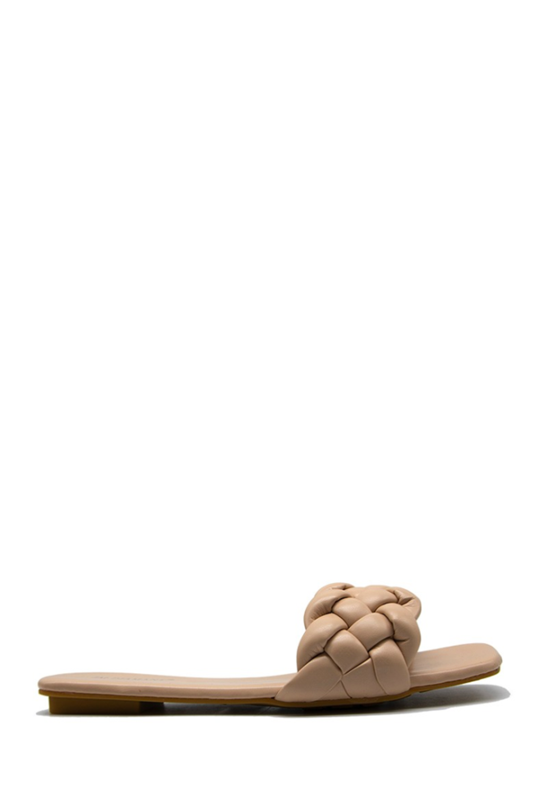 Beige gevlochten slipper dames