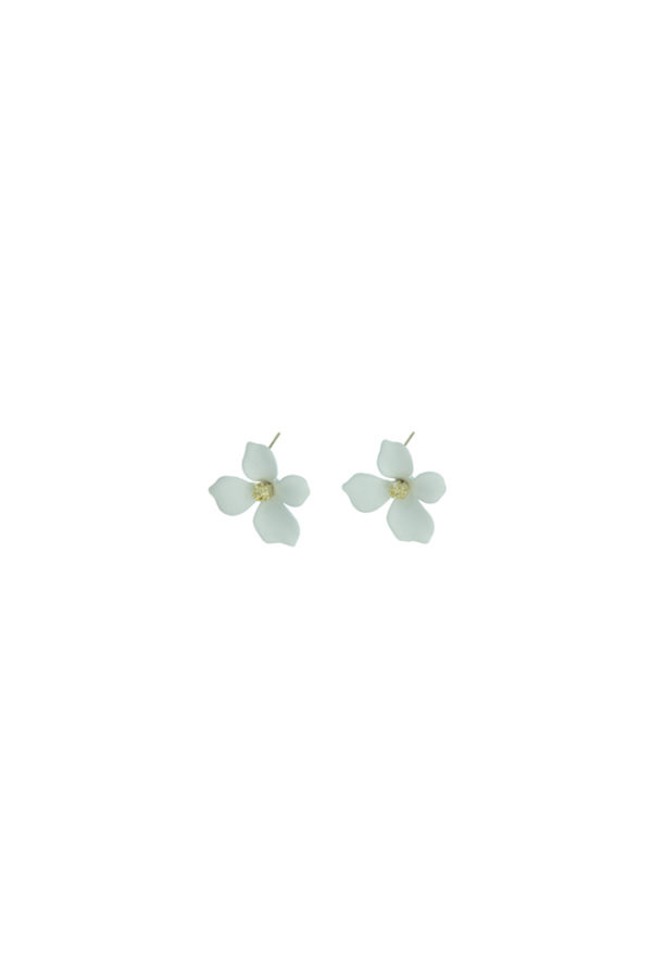 Witte bloem oorbel knopjes